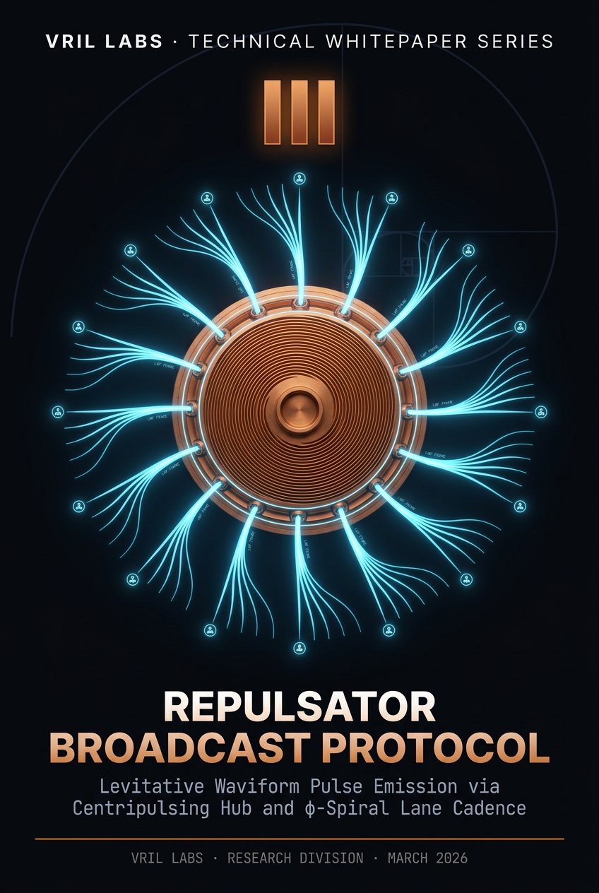 Volume III cover — Repulsine centripulser emitting φ-spiral waviform pulses